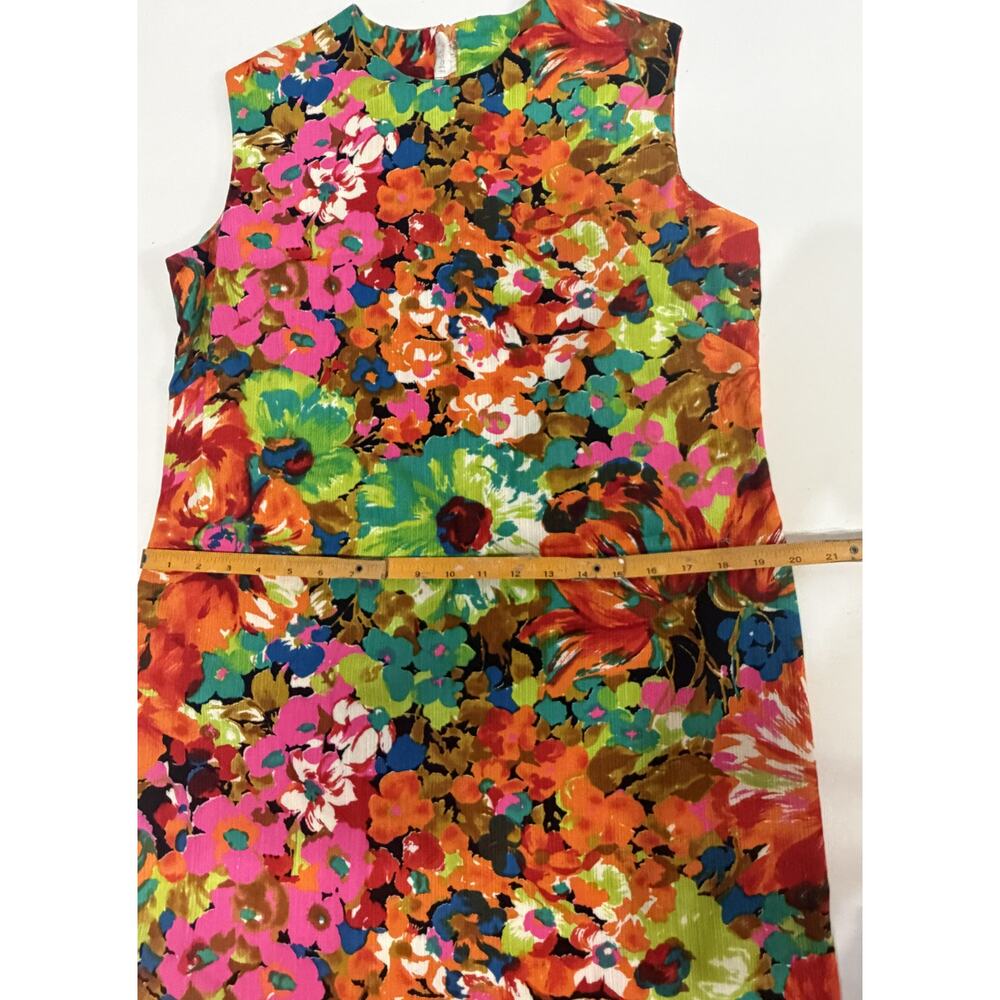 Vintage John Abbott Floral Shift Dress Multicolor Mod Sleeveless Midi Large - Picture 10 of 14
